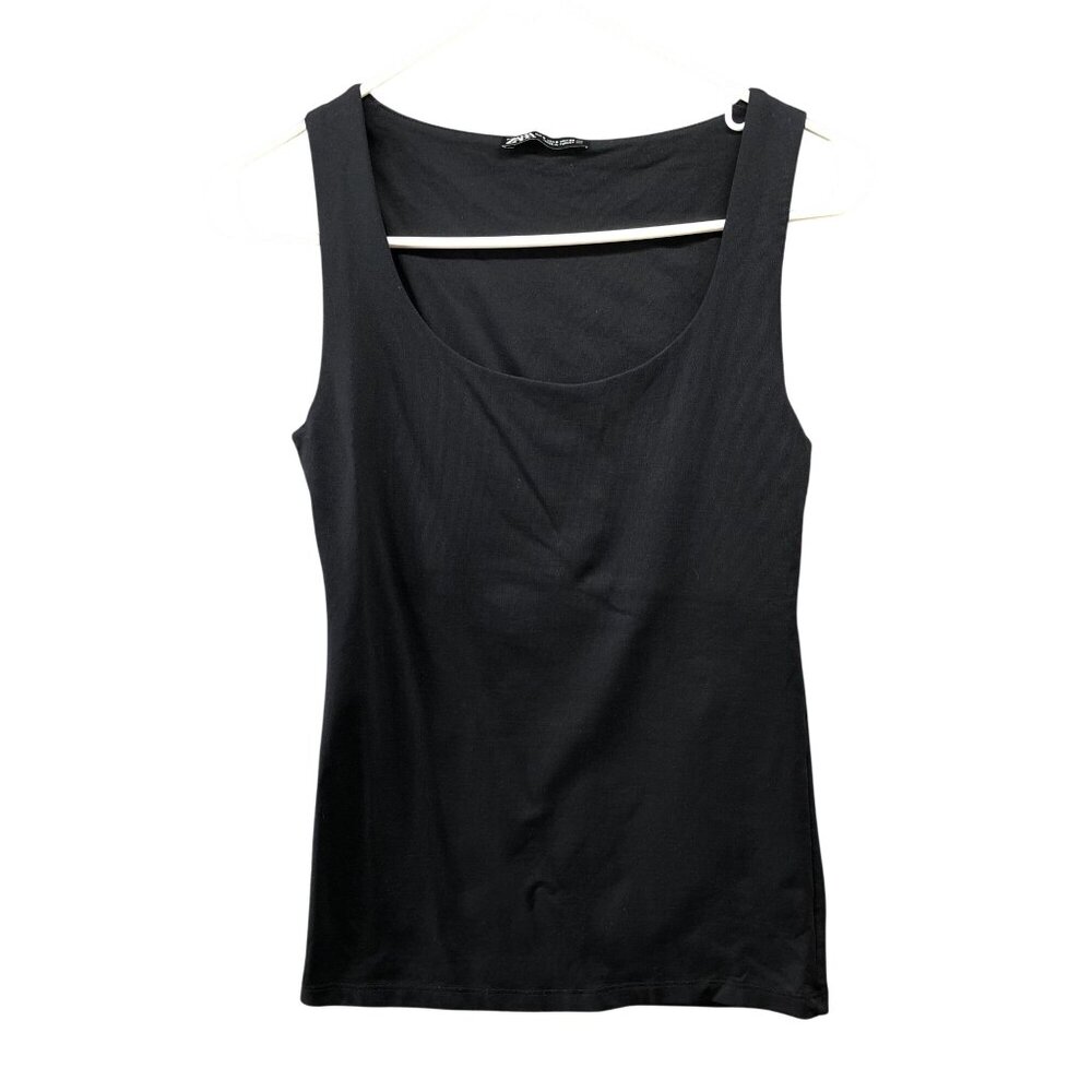 Zara‎ Shapewear Tank Top Womens S Black Scoop Neck Shaping